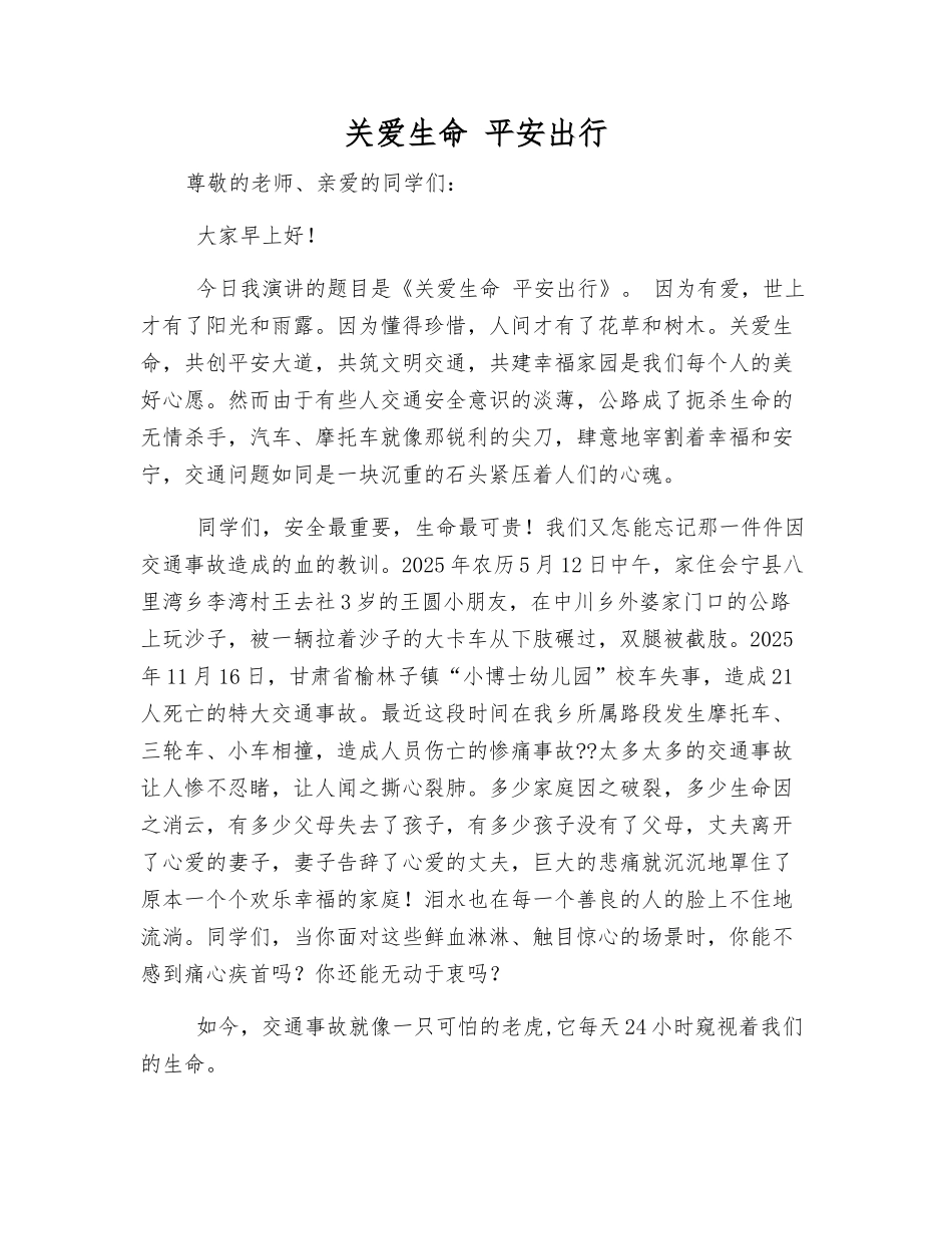 关爱生命-平安出行_第1页