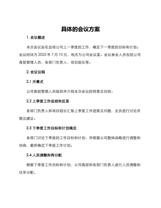 具体的会议方案
