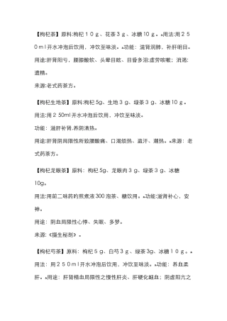 养生茶配方大全