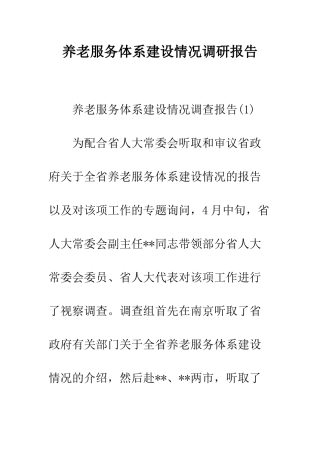 养老服务体系建设情况调研报告--精编范文