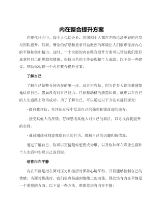 内在整合提升方案