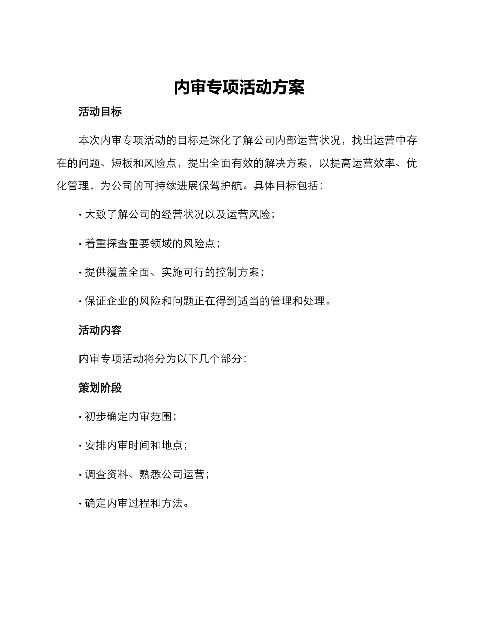 内审专项活动方案_第1页