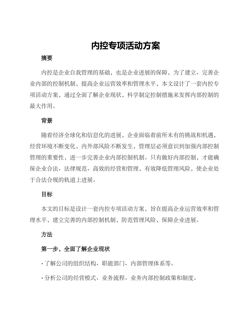内控专项活动方案_第1页