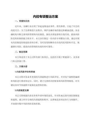 内控专项整治方案