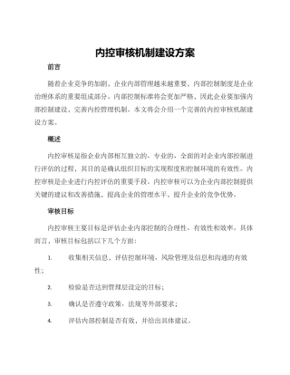 内控审核机制建设方案