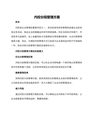 内控分段管理方案