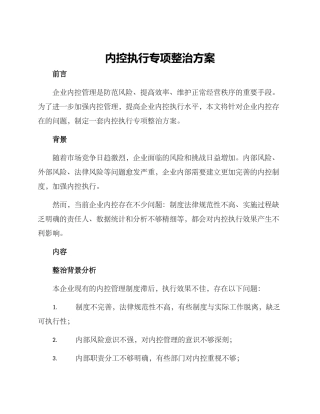 内控执行专项整治方案
