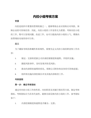 内控小组考核方案