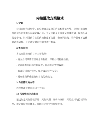 内控整改方案格式