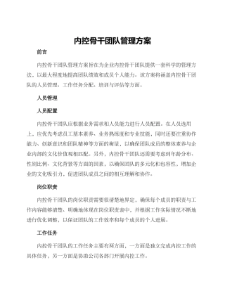 内控骨干团队管理方案