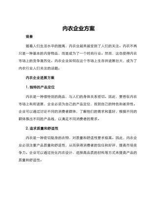 内衣企业方案