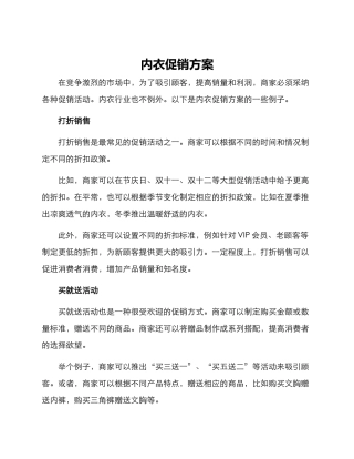 内衣促销方案