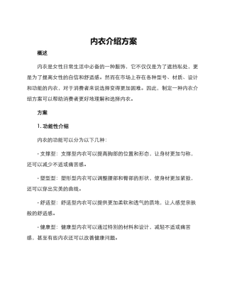 内衣介绍方案