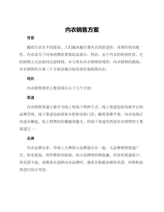 内衣销售方案