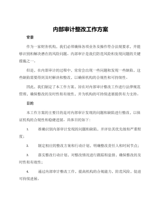 内部审计整改工作方案