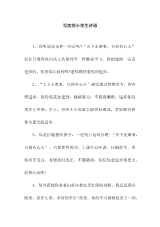 写实的小学生评语