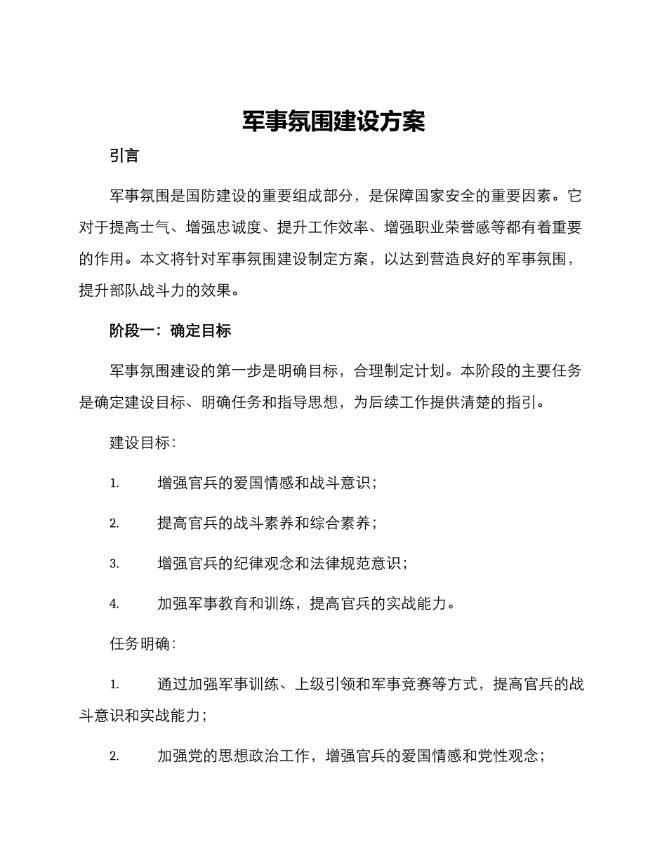 军事氛围建设方案_第1页