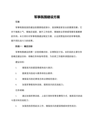 军事氛围建设方案