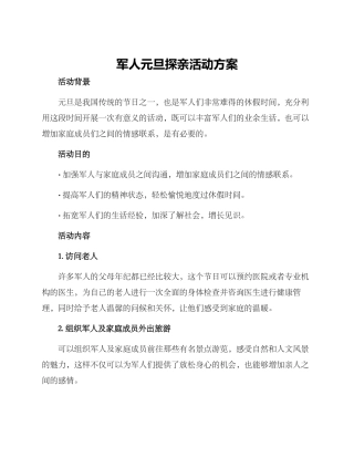 军人元旦探亲活动方案