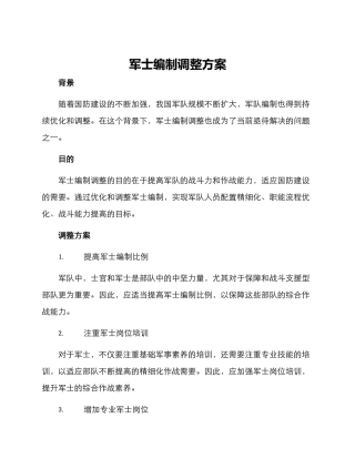 军士编制调整方案