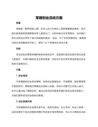 军嫂创业活动方案
