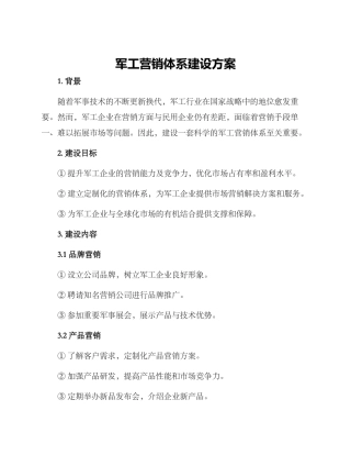 军工营销体系建设方案