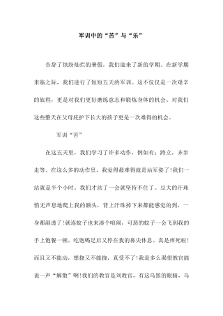 军训中的“苦”与“乐”