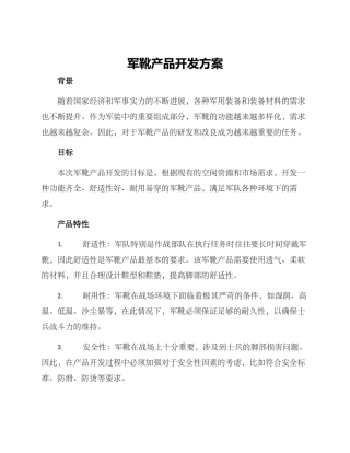 军靴产品开发方案