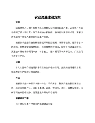 农业滴灌建设方案