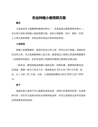 农业种植小麦预算方案