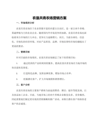 农垦共青农场营销方案