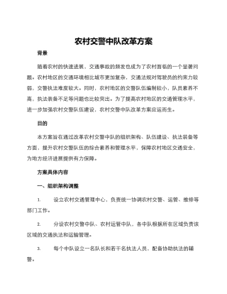 农村交警中队改革方案