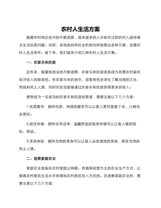 农村人生活方案