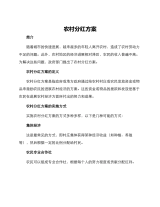 农村分红方案