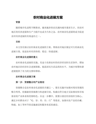 农村商业化发展方案
