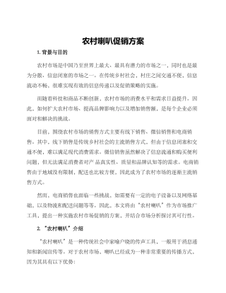 农村喇叭促销方案