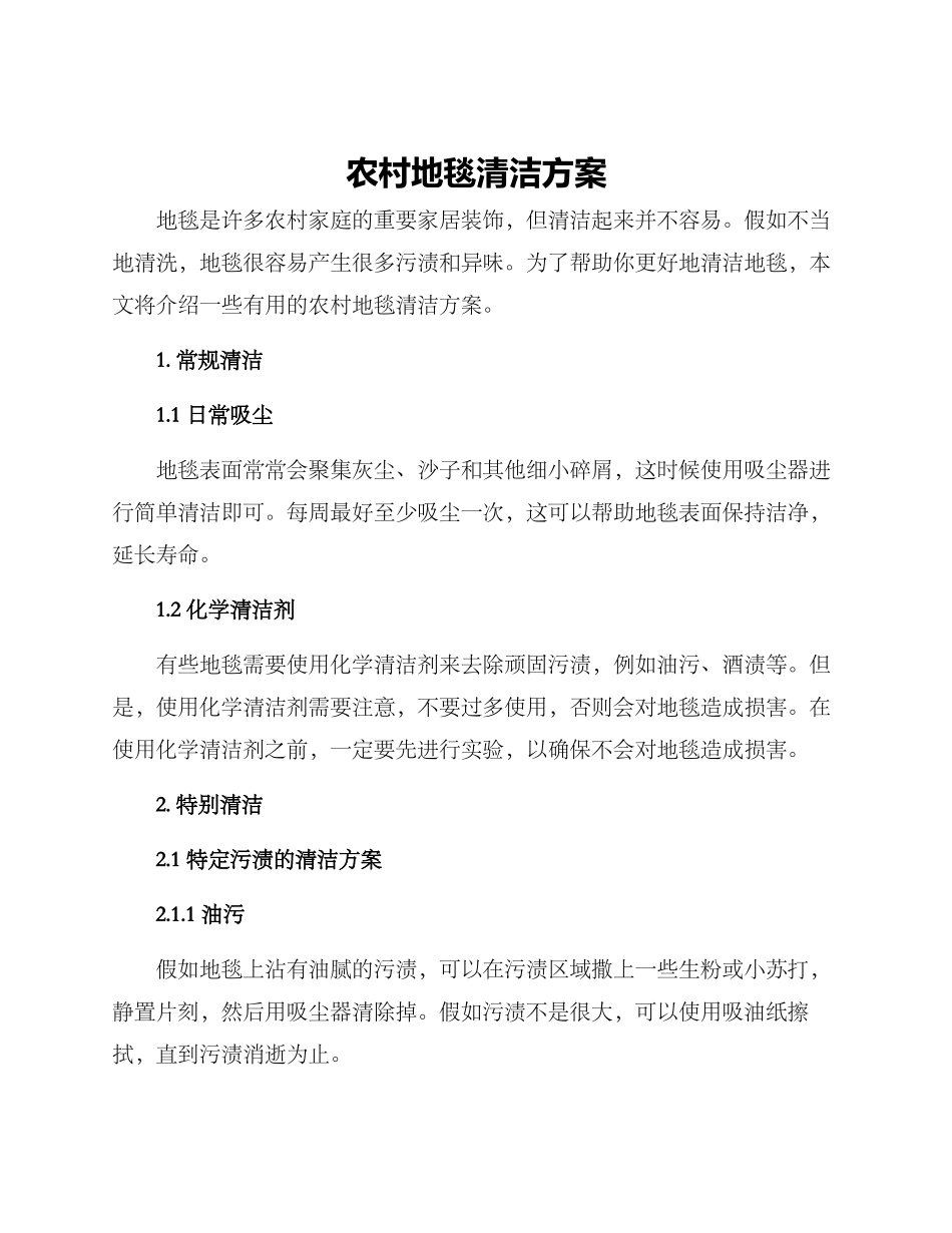 农村地毯清洁方案_第1页