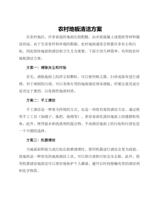 农村地板清洁方案