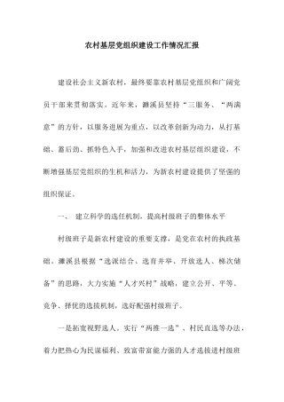 农村基层党组织建设工作情况汇报