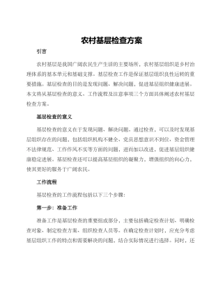 农村基层检查方案