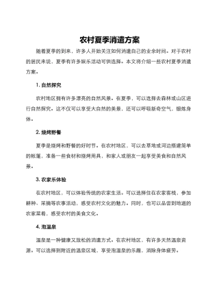农村夏季消遣方案