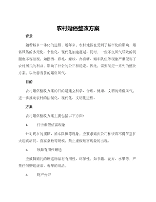 农村婚俗整改方案