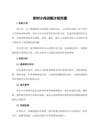 农村小兵训练计划方案