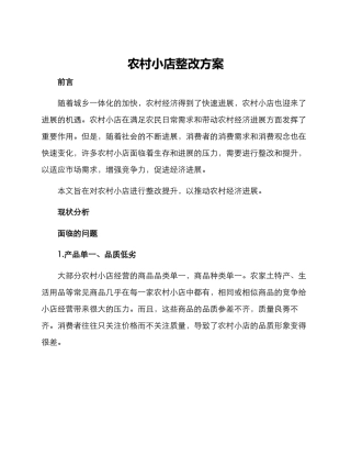农村小店整改方案