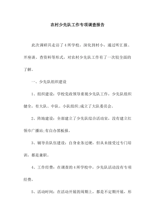 农村少先队工作专项调查报告