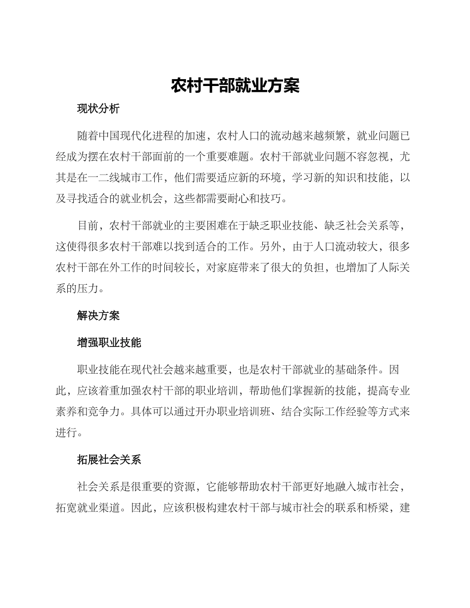 农村干部就业方案_第1页