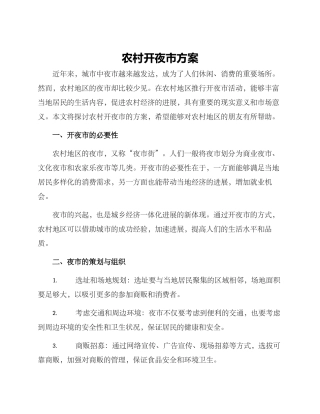 农村开夜市方案