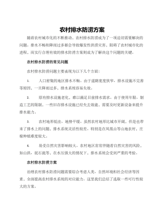 农村排水防涝方案