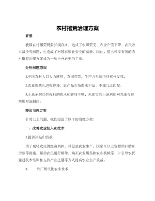 农村撂荒治理方案
