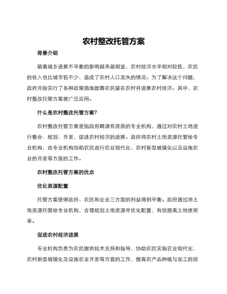 农村整改托管方案